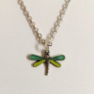 Dragonfly Pendant Necklace Silver Tone Pendant Marked 925